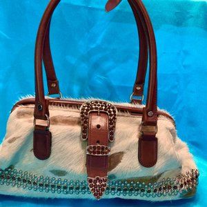 Vintage Raviani Brown Spotted Cowhide Purse